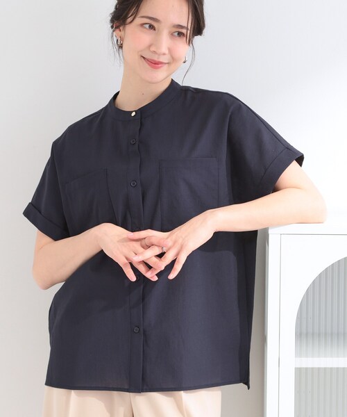 美品 セオリーリュクス 洗える シアー半袖シャツ オーバーサイズ 黒 38 SHOO・LA・RUE（シューラルー） ブラウス シャツ 半袖 「通気性/UV/S