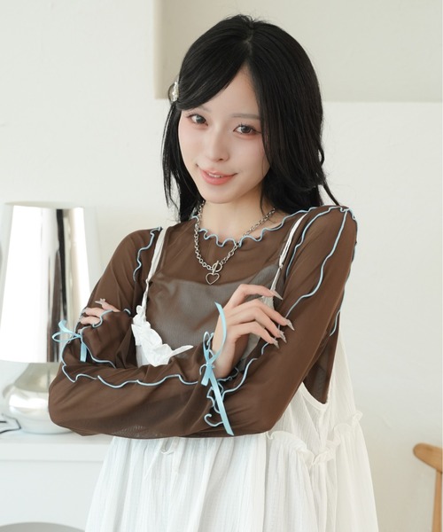 kutir（クティール） tシャツ 袖リボンシアーメロートップス