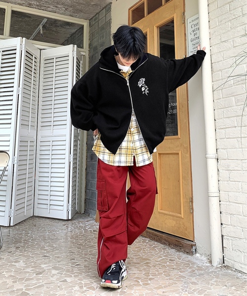 「neos」 ニットカーディガン LARGE チャコールグレー メンズ_画像3