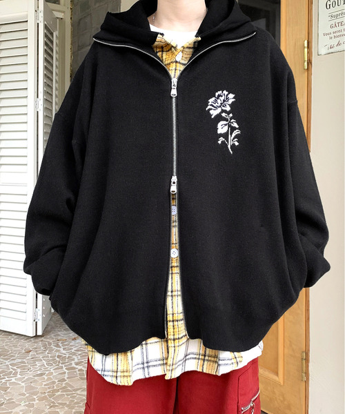 「neos」 ニットカーディガン LARGE チャコールグレー メンズ_画像4