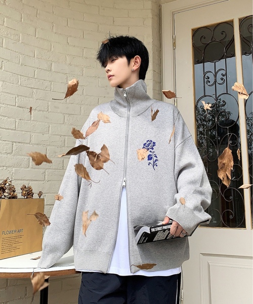 「neos」 ニットカーディガン LARGE チャコールグレー メンズ_画像8