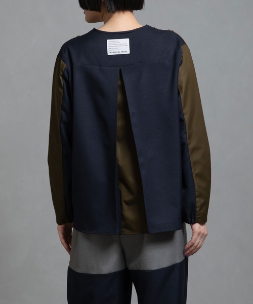 「MARECHAL TERRE」 長袖ブラウス MEDIUM ネイビー レディース_画像3