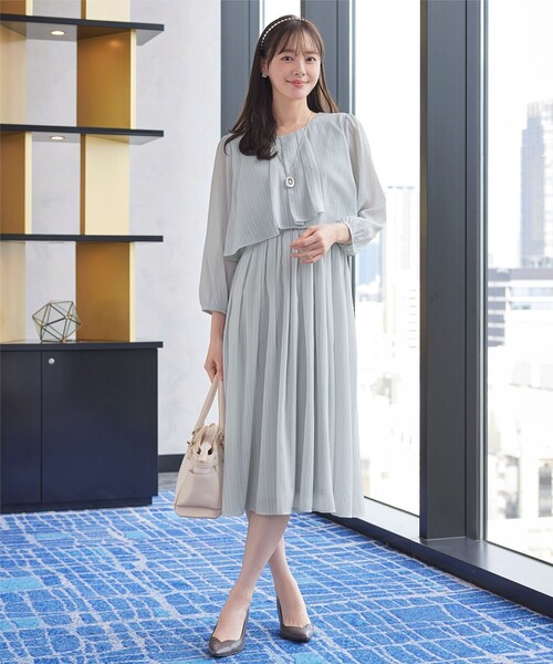 「Tiaclasse」 長袖ワンピース XX-LARGE グレー系その他 レディース_画像3