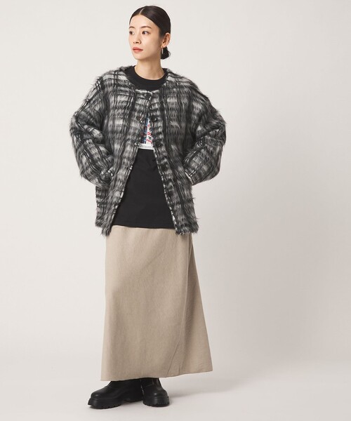 CITEN（シテン） ノーカラーコート コート 「CITEN」チェックニット 