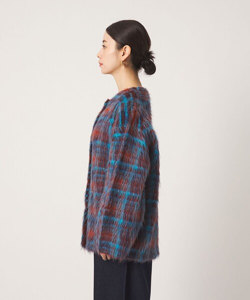 CITEN（シテン） ノーカラーコート コート 「CITEN」チェックニット 