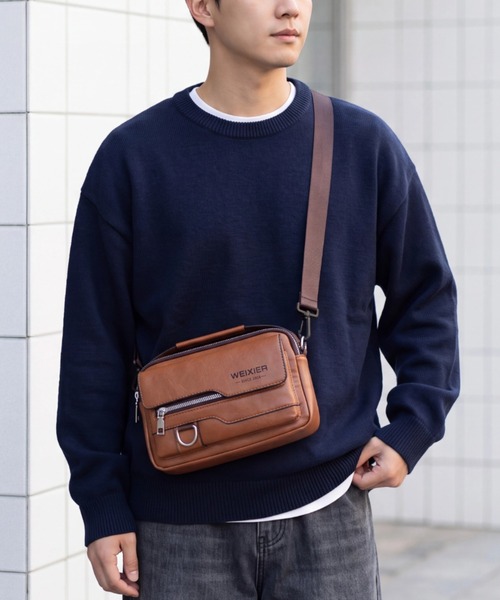 Suavele レザー ショルダーバッグ ボディバッグ ショルダーバッグ 「BAG1」WEIXIER メンズ PUレザー ボディバッグ