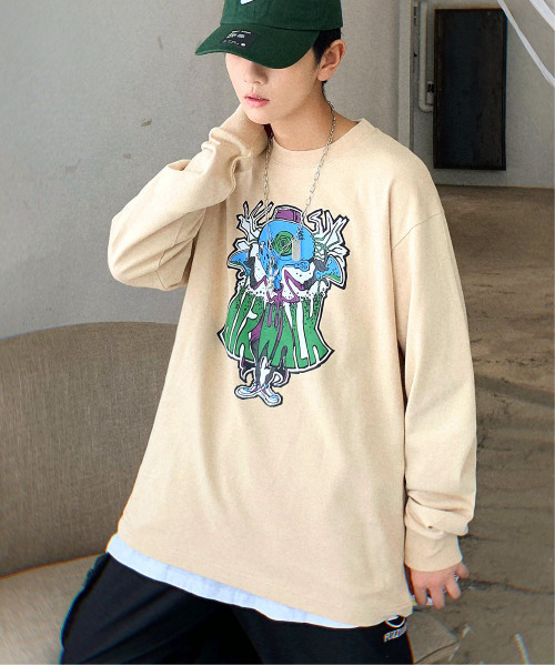 メンズ プリント Tシャツ シルエットデザイン ルーズ 5031001 neos -sellect design-】ルーズシルエット バック アート