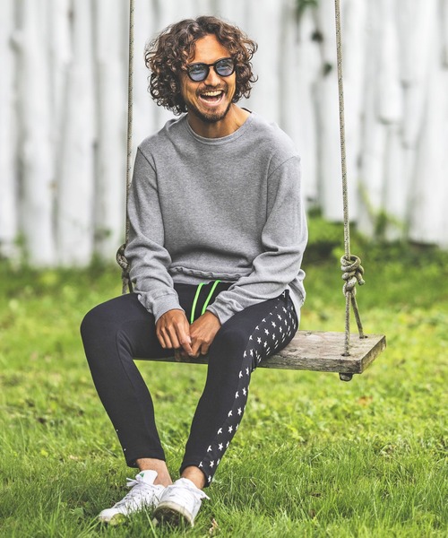 W81-82■エンボス立体スター☆スウェット セットアップ灰 Mサイドライン mp9116-Side Star Line Sweat Pants スウェットパンツ サイドライン