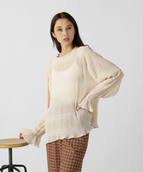 ブラウス シャツ シフォンジョーゼット プリーツブラウス レディース