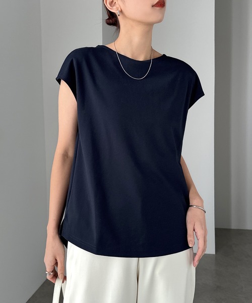 tシャツ きれいめポンチフレンチスリーブトップス レディース | andme | 24