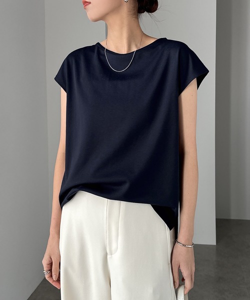 tシャツ きれいめポンチフレンチスリーブトップス レディース | andme | 26