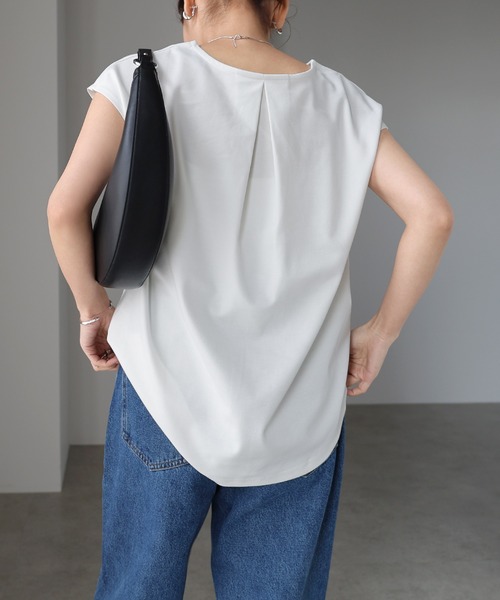 tシャツ きれいめポンチフレンチスリーブトップス レディース | andme | 10