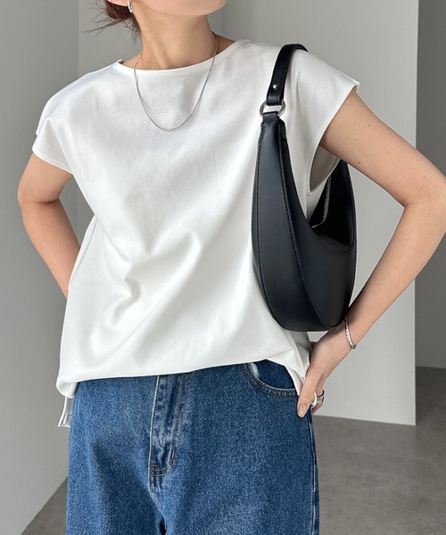 tシャツ きれいめポンチフレンチスリーブトップス レディース | andme | 08