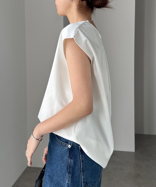 tシャツ きれいめポンチフレンチスリーブトップス レディース | andme | 09