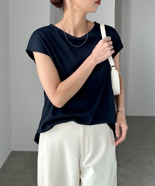 tシャツ きれいめポンチフレンチスリーブトップス レディース | andme | 21