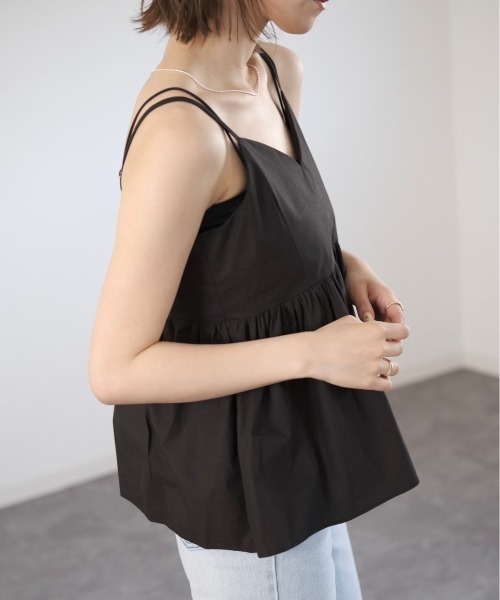 Bibiy peplum キャミソール Reurie' キャミソール コットンペプラムキャミ/cotton peplum