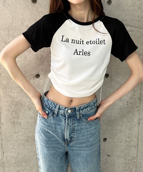 GLAMOROUS JANE tシャツ ラグラン配色サイドシャーリンクロゴT