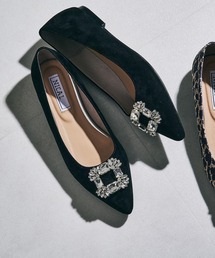 NICAL パンプス 「本革」「NICAL」スクエアビジューフラットパンプス