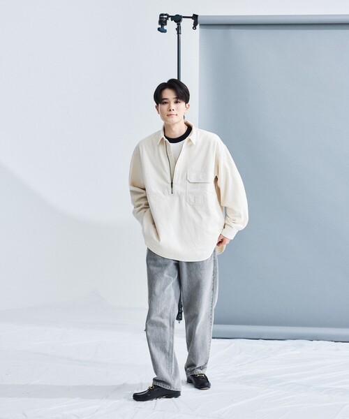シャツ RED CAMEL/レッド キャメル HF-ZIP DENIM L/S SHT/ハーフ 