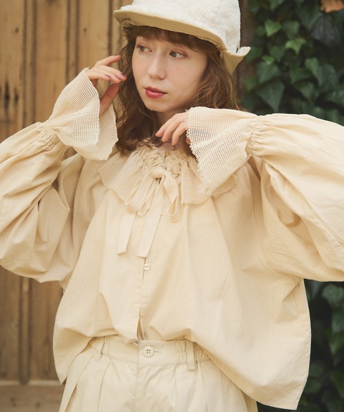 ブラウス シャツ SCARF COLLAR SHIRT レディース フロントフリルシャツ（シャツ & ブラウス）｜sebline（セブリン