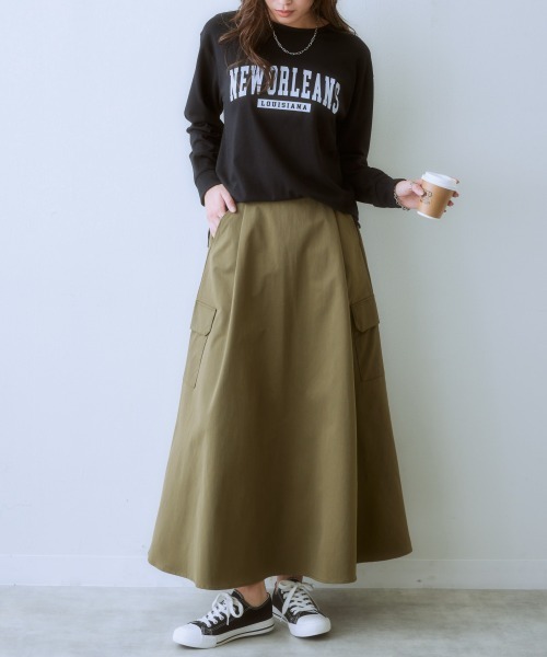 SMILELAND スカート 「大きいサイズ」 ポケットデザインロングスカート