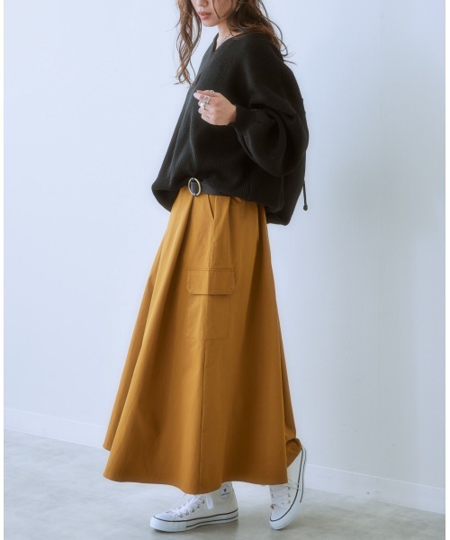 SMILELAND スカート 「大きいサイズ」 ポケットデザインロングスカート