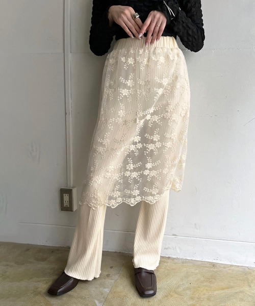 Jewelobe（ジュエローブ） パンツ シアーレースレイヤードニットソー