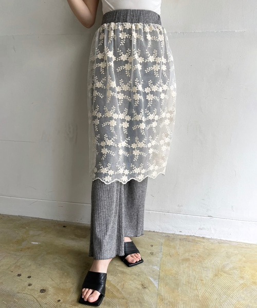 Jewelobe（ジュエローブ） パンツ シアーレースレイヤードニットソー