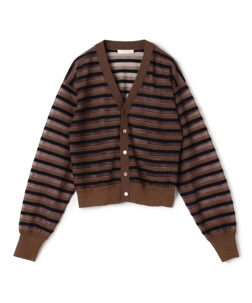 MACPHEE カーディガン MACPHEE カーディガン シアーヤーンボーダー Vネック
