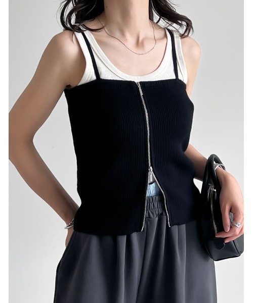 Re:EDIT（リエディ） キャミソール リブニットダブルジップマルチ