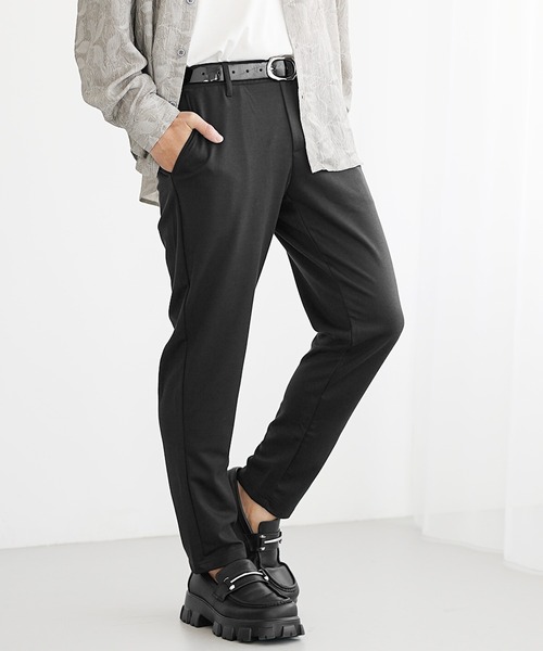 スラックス テーパードパンツ　textured stretch maidi スラックス テーパードパンツ textured stretch maidi