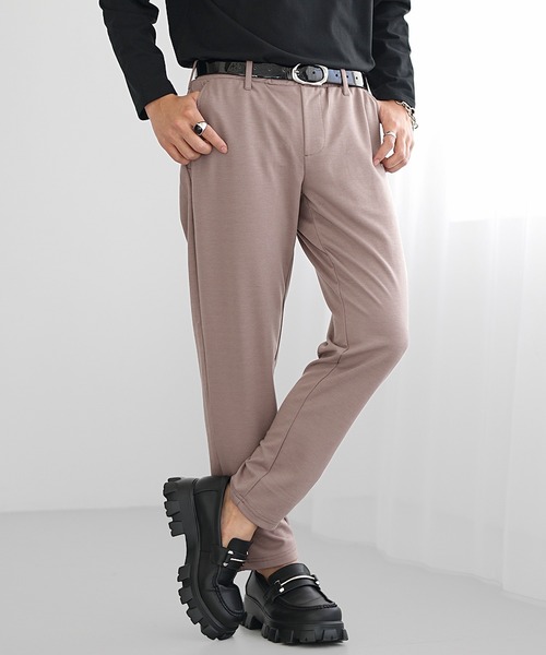 スラックス テーパードパンツ　textured stretch maidi スラックス テーパードパンツ textured stretch maidi