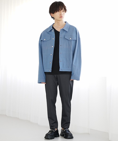 スラックス テーパードパンツ　textured stretch maidi スラックス テーパードパンツ textured stretch maidi