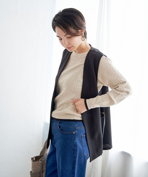 ikka ベスト ジレ 「親子コーデ」テーラードジレ レディース