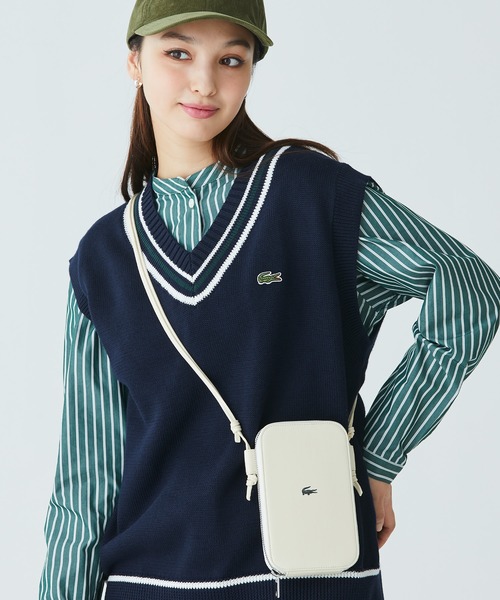 ■LACOSTE■ワンポイントワニロゴスマホポーチ セール】ワンポイントワニロゴスマホポーチ Size: 11.5 x 18.5 x