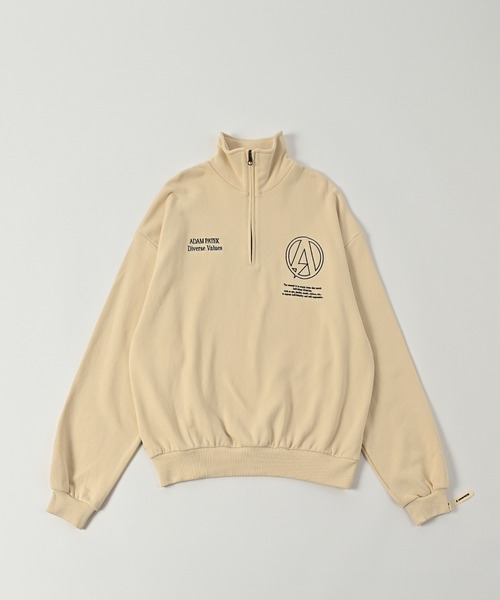 トレーナー スウェット 「ADAMPATEK/アダムパテック」logo half zip stand pullover / 刺繍ロゴハーフジッププルオ