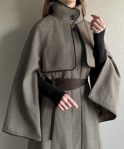 JUNOAH（ジュノア） ステンカラーコート コート PUレザーベルト