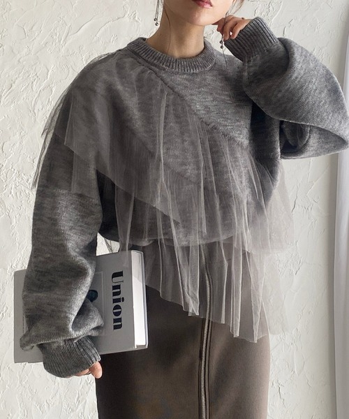 She's Closet ニット セーター レイヤードフリルビスチェ風