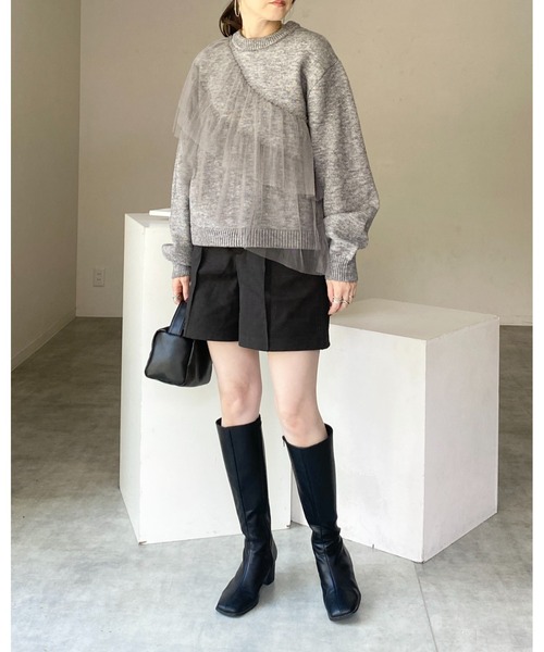 She's Closet ニット セーター レイヤードフリルビスチェ風チュール