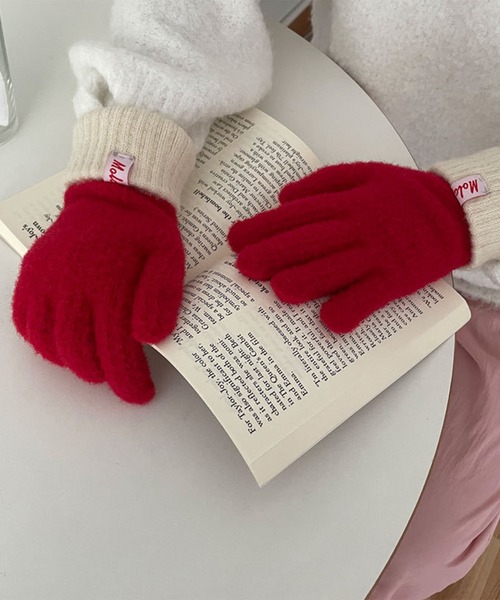 aimoha（アイモハ） 手袋 バイカラーニット手袋 レディース : ZOZOTOWN