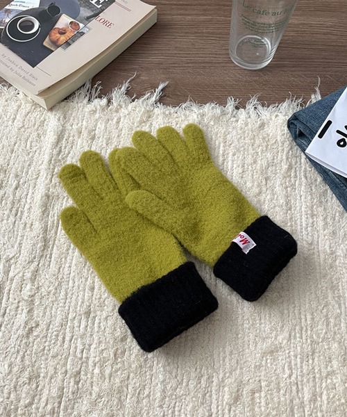 aimoha（アイモハ） 手袋 バイカラーニット手袋 レディース : ZOZOTOWN