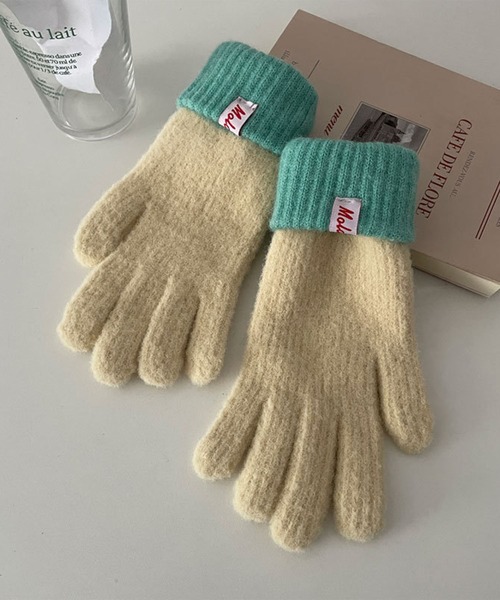 aimoha（アイモハ） 手袋 バイカラーニット手袋 レディース : ZOZOTOWN