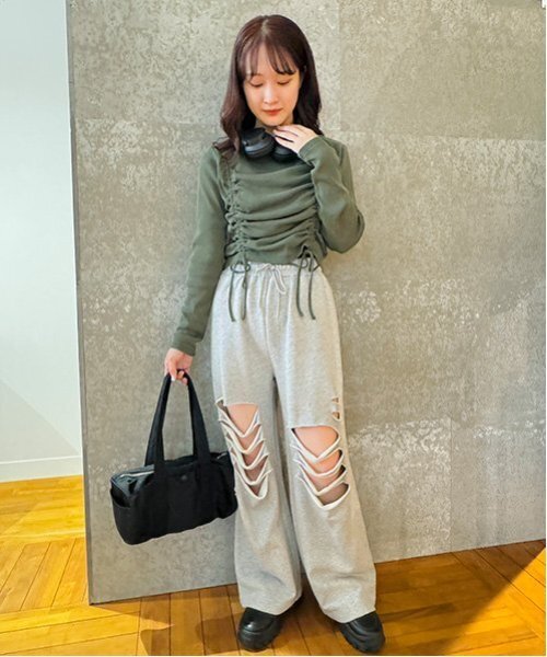 Miーje（ミジェ） パンツ ダメージスウェットパンツ「韓国ファッション