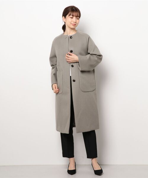 「SLOBE IENA」 ノーカラーコート 38 キャメル レディース_画像2