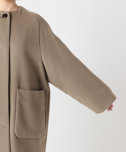 「SLOBE IENA」 ノーカラーコート 38 キャメル レディース_画像8