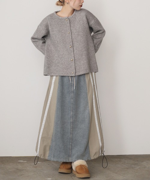 ROOP TOKYO カーディガン ノーカラーニットジャケット