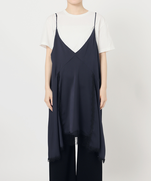 AP STUDIO 今季レースドッキングキャミワンピースNAVY AP STUDIO ワンピース レースドッキングキャミワンピース
