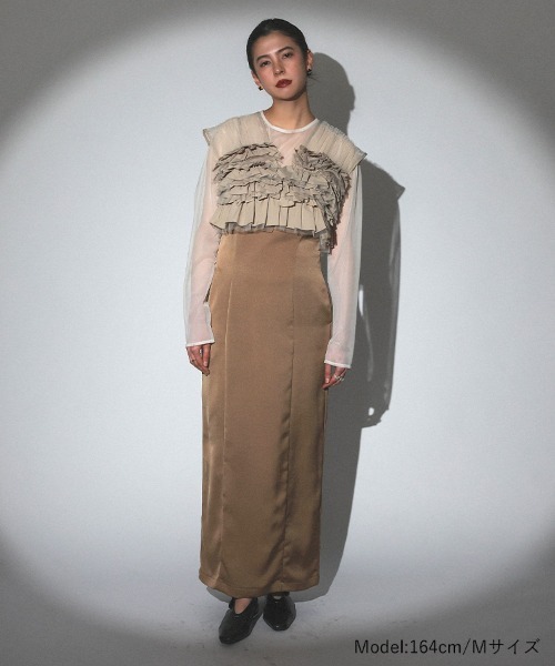 ANDRESD ドレス タフタチュールベストセットドレス / taffeta tulle