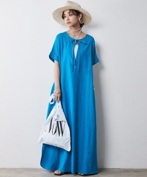 ※とふまち・フレンチリネンマキシワンピース 前後2way フレンチリネンマキシワンピース 前後2way