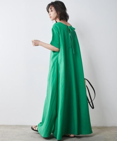 CHIC STYLE ワンピース レーヨン麻2WAYフレンチスリーブマキシ